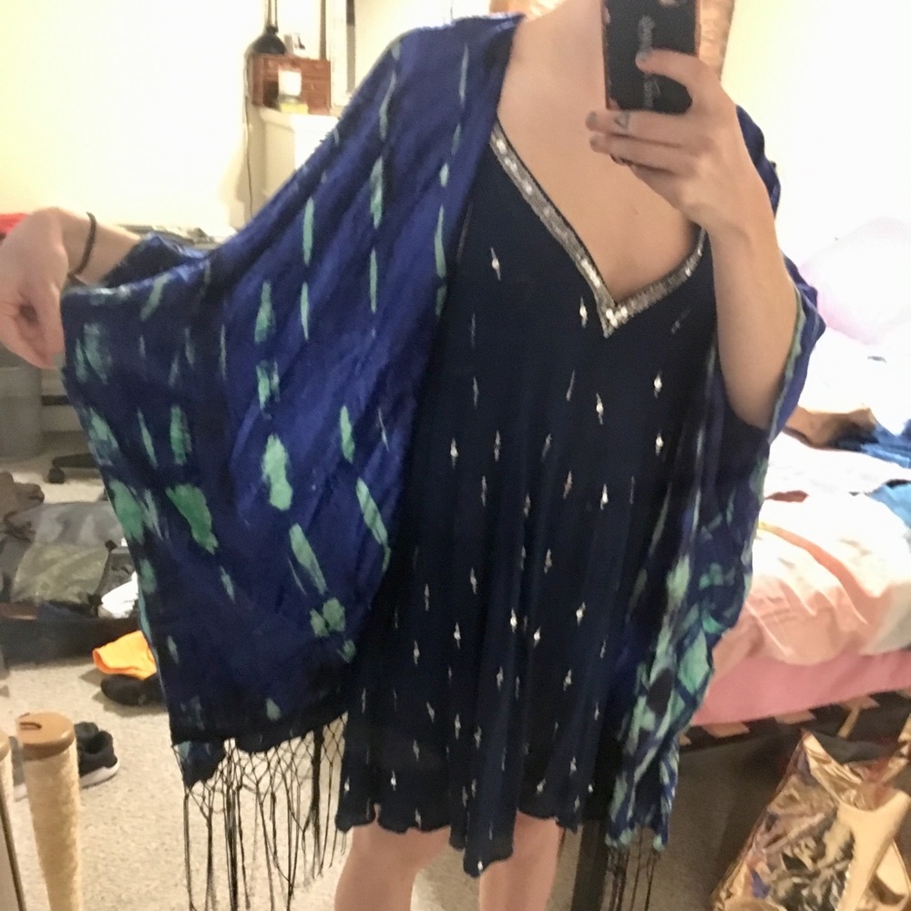 Anthropologie velvet watercolor kimono